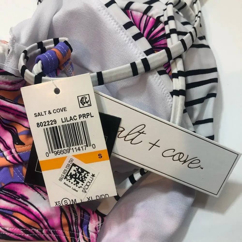 Salt + Cove LILAC Hawaii Printed Bikini Swim Top